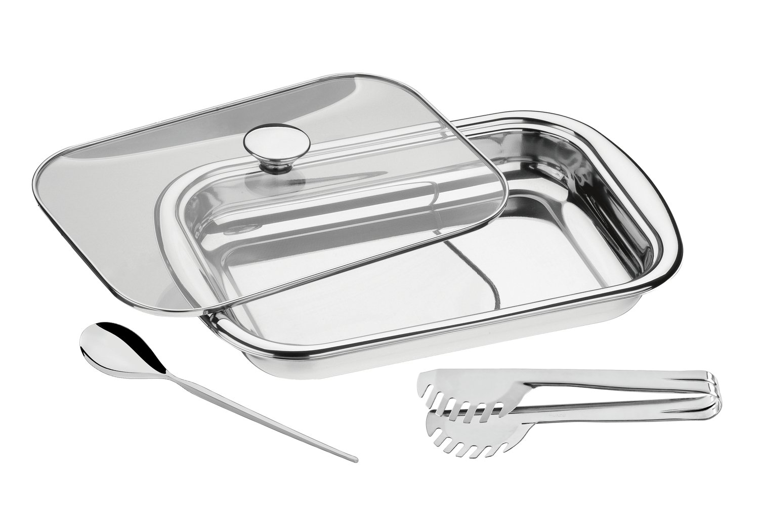 Jogo Assar e Servir Cosmos Aço Inox com Tampa de Vidro Tramontina 3 Peças 64310/114 Jogo Assar e Servir Cosmos Aço Inox com Tampa de Vidro Tramontina 3 Peças 64310/114