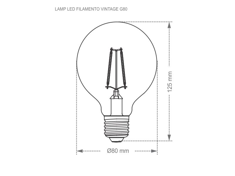 Lâmpada Led Filamento Vintage Âmbar Taschibra 40W G80