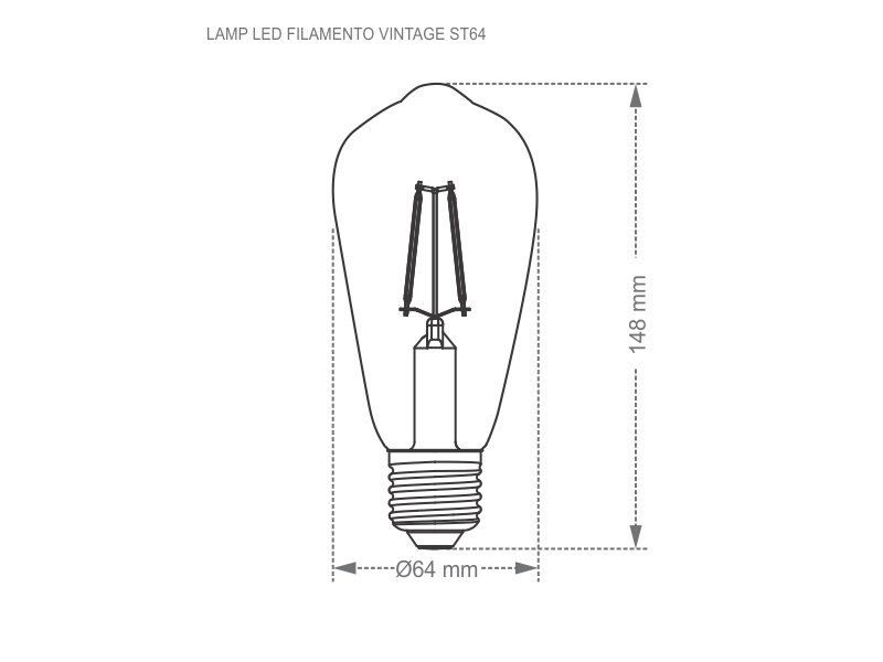 Lâmpada Led Filamento Vintage Âmbar Taschibra 4W ST64