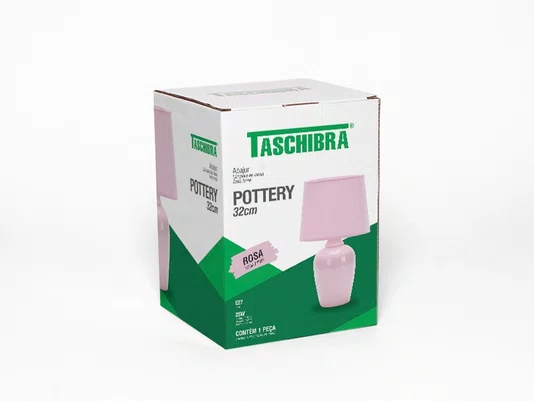 Abajur De Mesa Cerâmica Tecido Pottery Lindo Taschibra Cor Da Cúpula Rosa Cor Da Estrutura Azul