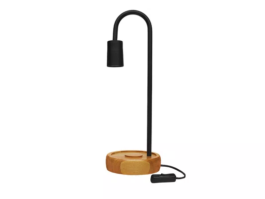 Abajur Vintage Flam Alumínio Preto E Madeira Taschibra