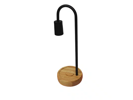 Abajur Vintage Flam Alumínio Preto E Madeira Taschibra