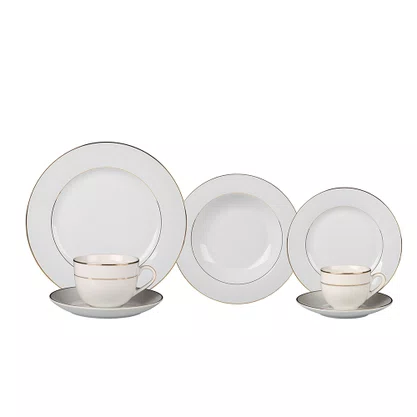 Aparelho De Jantar 42 Peças Em Porcelana Majesty Gold