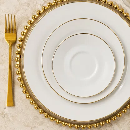 Aparelho de Jantar e Chá 30 Peças Itamaraty com Filete Ouro Schmidt