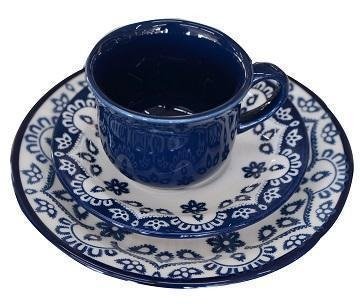 Aparelho de Jantar e Chá 30 Peças Oxford Floreal Energy Branco/Azul