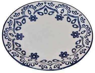 Aparelho de Jantar e Chá 30 Peças Oxford Floreal Energy Branco/Azul