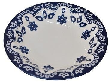 Aparelho de Jantar e Chá 30 Peças Oxford Floreal Energy Branco/Azul