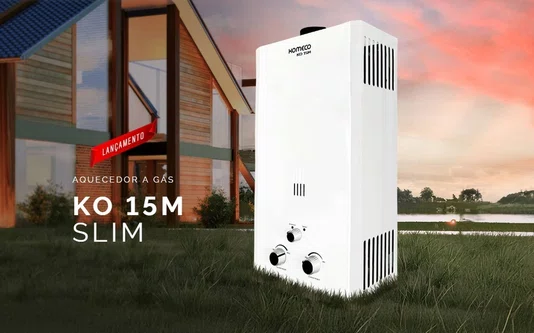 Aquecedor A Gás Komeco Ko 15m Slim Glp Cor Branco Pilhas