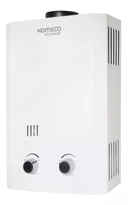 Aquecedor Gás Komeco 7 Litros Gn Natural Baixa Pressão Pilha Branco