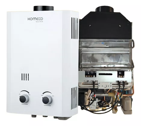 Aquecedor Gás Komeco 7 Litros Gn Natural Baixa Pressão Pilha Branco