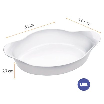 Assadeira Oval Branca Marinex Opaline de 1,85L Nadir