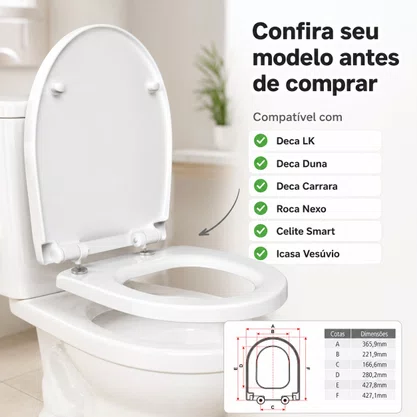 Assento Sanitário Soft Close D Branco Tigre