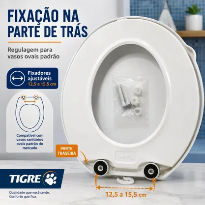 Assento Sanitário Universal Oval Almofadado Branco Tigre