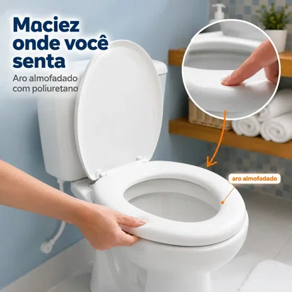 Assento Sanitário Universal Oval Almofadado Branco Tigre