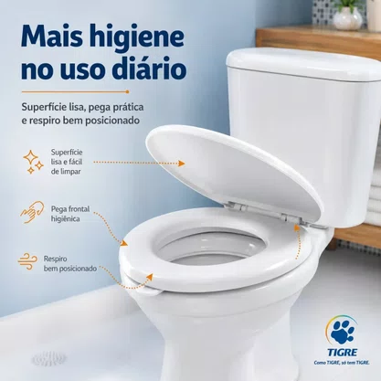 Assento Sanitário Universal Oval Almofadado Branco Tigre