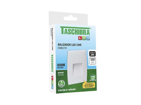 Balizador de Embutir Led Cine Branco Taschibra 6500k
