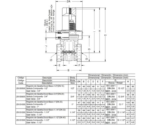 Base Registro de Gaveta 1.1/2'' Docol
