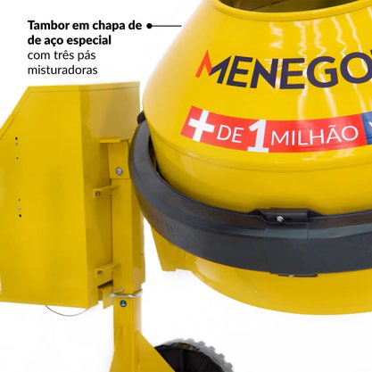 Betoneira Normatizada 400L com Motor Monofásico 2CV Menegotti