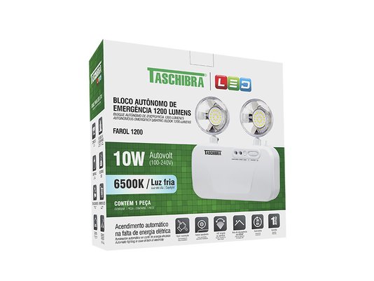 Bloco Autônomo de Emergência Led Farol Taschibra 1200 Lumens