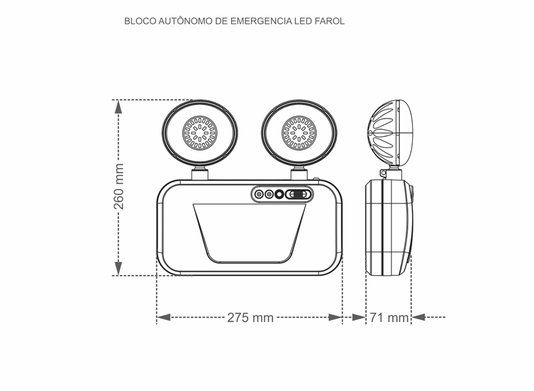 Bloco Autônomo de Emergência Led Farol Taschibra 1200 Lumens