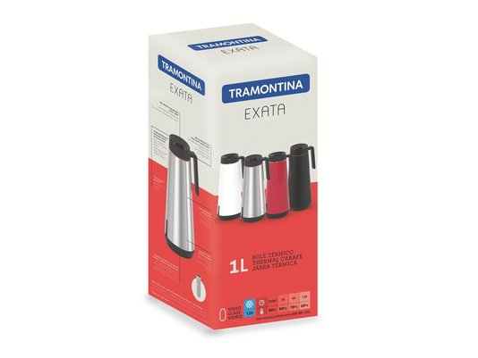 Bule Térmico Exata Aço Inox com Ampola de Vidro Tramontina 1 Litro 61645/100