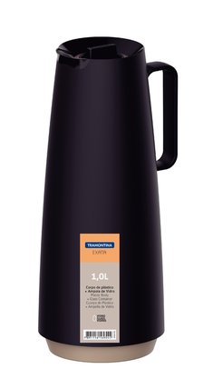 Bule Térmico Exata Polipropileno Preto com Ampola de Vidro Tramontina 1 Litro 61636/103