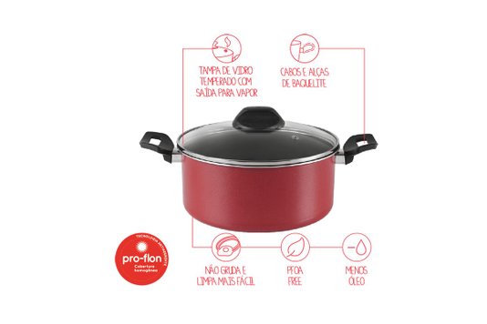 Caçarola com Tampa Garlic Vermelha Brinox Ø 20x9cm 2,5 litros 7001/359
