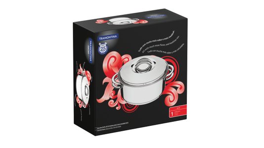 Caçarola Tramontina Solar Rasa em Aço Inox Fundo Triplo com Tampa e Alças 24 cm 4,7 L