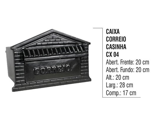 Caixa de Correio Casinha Alumínio Preto LNS GUIA CX 04