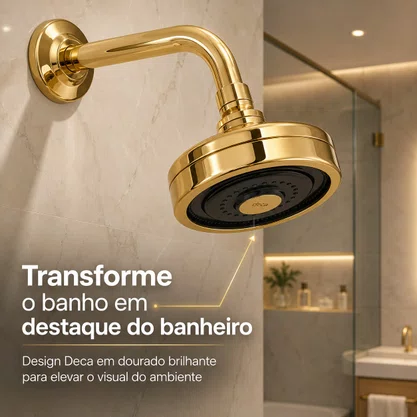Chuveiro Deca Acqua Plus Gold de Parede com Tubo 1990.GL.STD