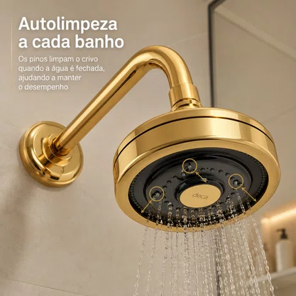 Chuveiro Deca Acqua Plus Gold de Parede com Tubo 1990.GL.STD