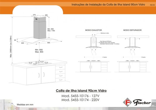Coifa Ilha Island 90cm Fischer