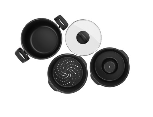 Conjunto Cozi Vapore Ø20 + Forma Pudim Preto Brinox 7103/459