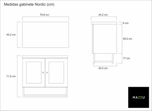 Conjunto de Balcão de Banheiro Nordic Petróleo com Ipê com Cuba Mazzu 80cm