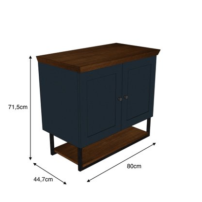 Conjunto de Balcão de Banheiro Nordic Petróleo com Ipê com Cuba Mazzu 80cm