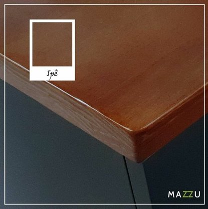 Conjunto de Balcão de Banheiro Nordic Petróleo com Ipê com Cuba Mazzu 80cm