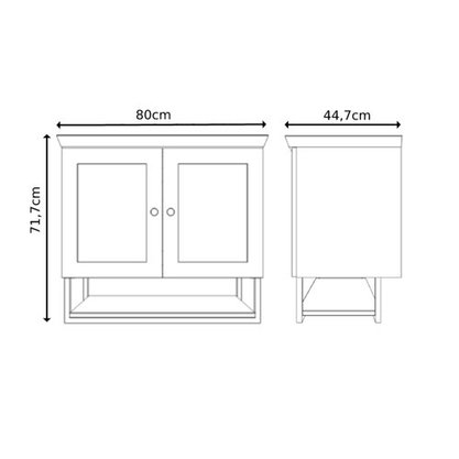 Conjunto de Balcão de Banheiro Nordic Petróleo com Ipê com Cuba Mazzu 80cm