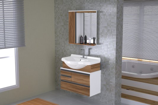 Conjunto de Balcão Firenze Nogal Sevilha Rorato 83,5 cm