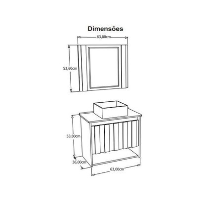 Conjunto de Balcão Suspenso Treviso GIanduia Rorato 63 cm