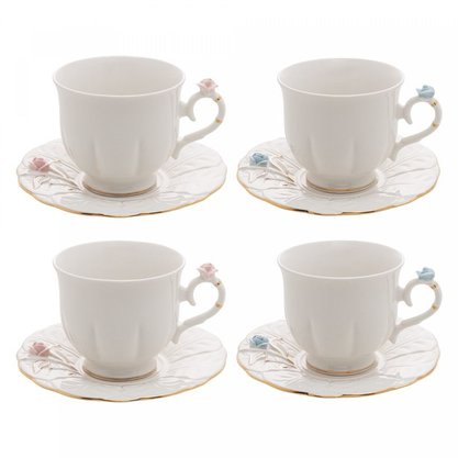 Conjunto para Chá em Porcelana 8 Peças Flower 200ml Wolff 17778