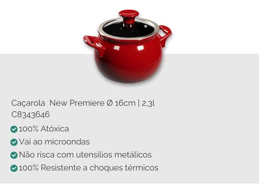 Conjunto De Panelas New Premiere Joy 5 Peças - Pomodoro Ceraflame Vermelho
