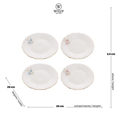 Conjunto de Pratos de Sobremesa Porcelana Wolff 4 peças 17780