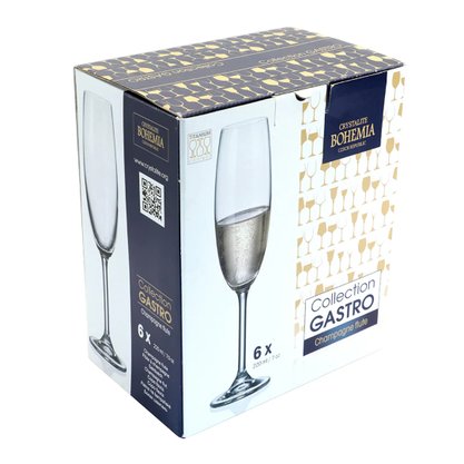 Conjunto de Taças Champanhe 220ML Gastro 6 peças Bohemia 56079