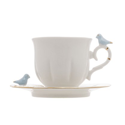 Conjunto para Chá em Porcelana 8 Peças Birds 200ml Wolff 18121