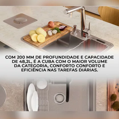 Cuba de Sobrepor ou Embutir Retangular Massima com Acessorios e Lixeira Docol 68x48   01611616