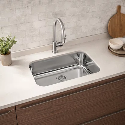 Cuba Inox de Embutir 48x34 Lavinia Sem ladrão + Válvula Tramontina