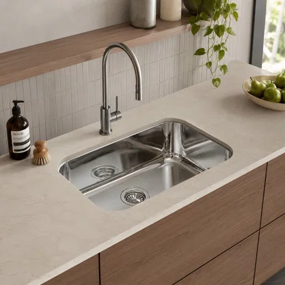 Cuba Inox de Embutir 48x34 Lavinia Sem ladrão + Válvula Tramontina