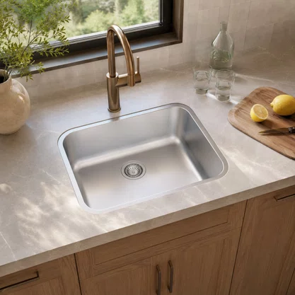 Cuba Inox de Embutir 50x40 Dora Escovada + Válvula Tramontina