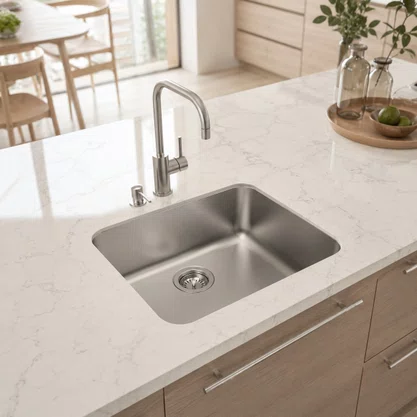 Cuba Inox de Embutir 50x40 Dora Escovada + Válvula Tramontina