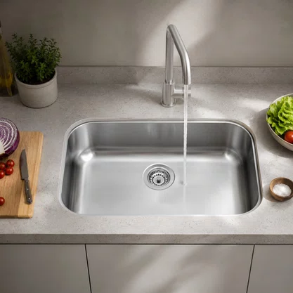 Cuba Inox de Embutir 54x34 Lávinia + Válvula Tramontina